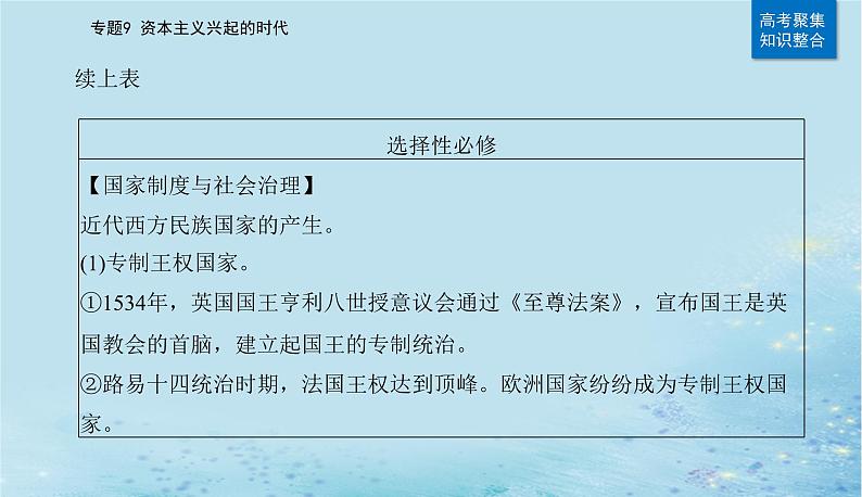 2023高考历史二轮专题复习与测试第一部分板块五专题9第19讲欧洲的思想解放运动与资本主义制度的确立课件05