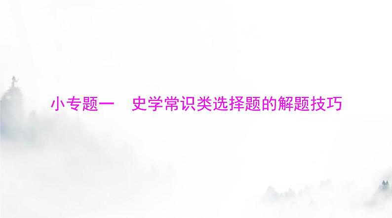 2024年高考历史一轮复习必修中外历史纲要(上)小专题一史学常识类选择题的解题技巧课件第1页