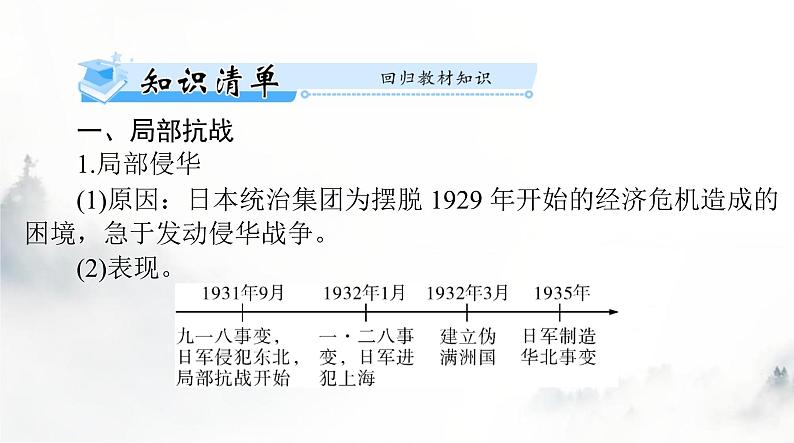 2024年高考历史一轮复习必修中外历史纲要(上)第八单元第23课从局部抗战到全面抗战课件05