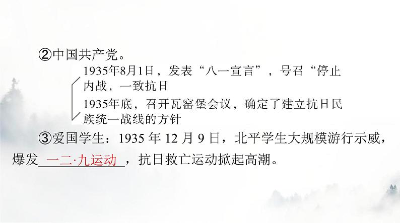 2024年高考历史一轮复习必修中外历史纲要(上)第八单元第23课从局部抗战到全面抗战课件07