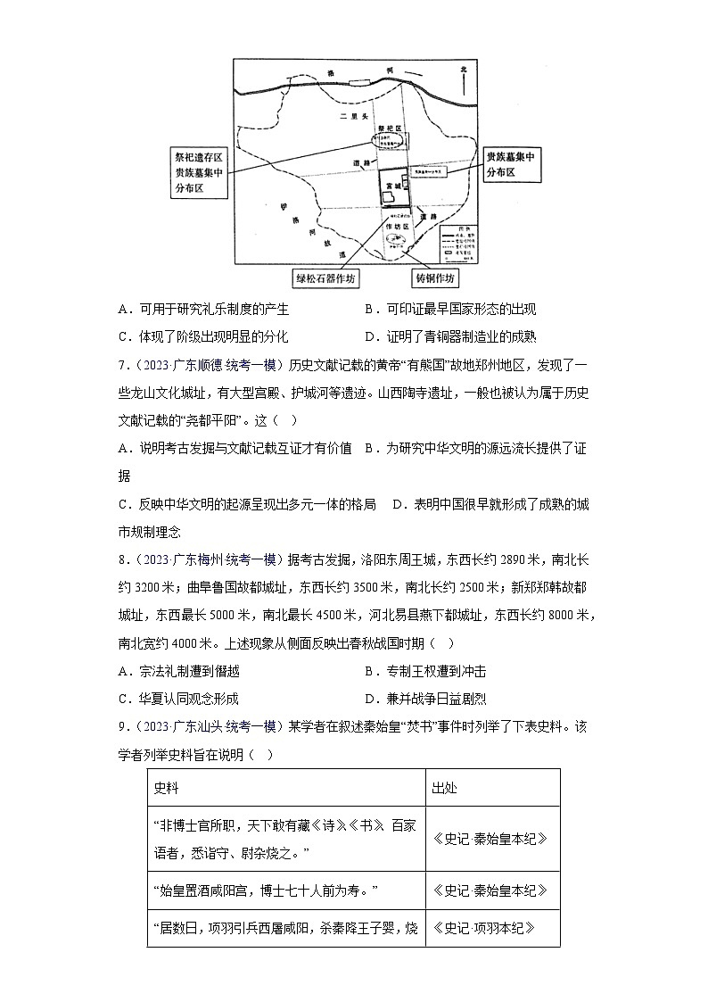 专题01 中国古代史（选择题）- 备战2024年高考历史精选2023年统考一二三模试题汇编（广东专用）03