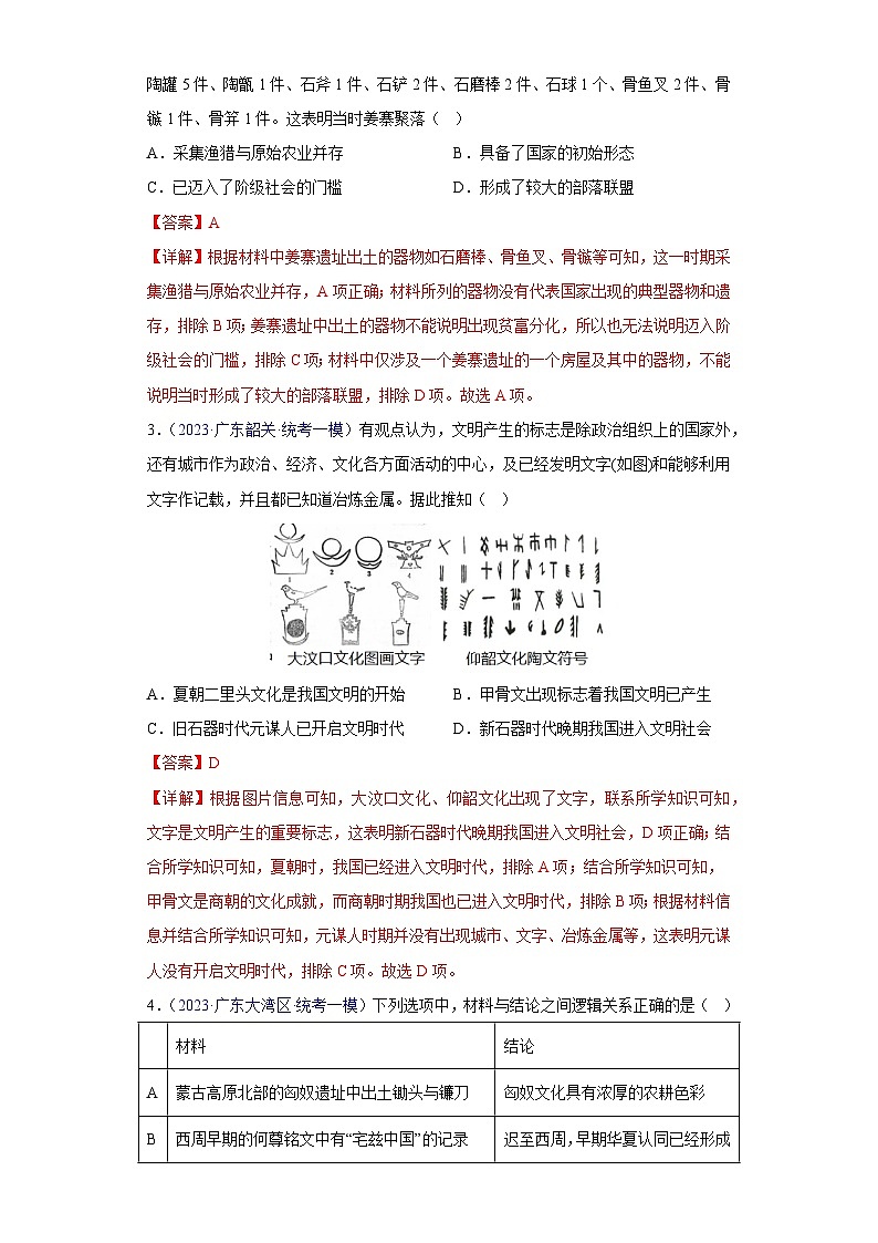专题01 中国古代史（选择题）- 备战2024年高考历史精选2023年统考一二三模试题汇编（广东专用）02