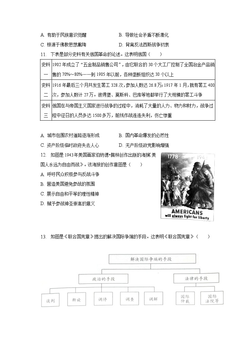 2022-2023学年海南省高一（下）期末历史试卷（含解析）第3页