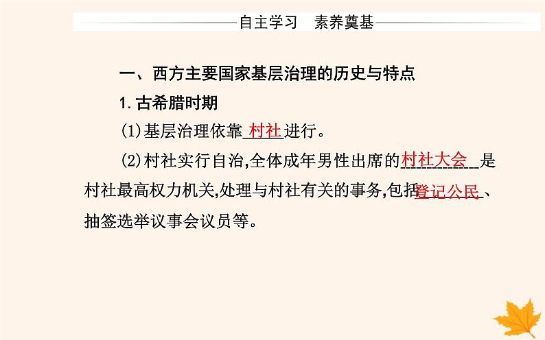 新教材2023高中历史第六单元基层治理与社会保障第18课世界主要国家的基层治理与社会保障课件部编版选择性必修103