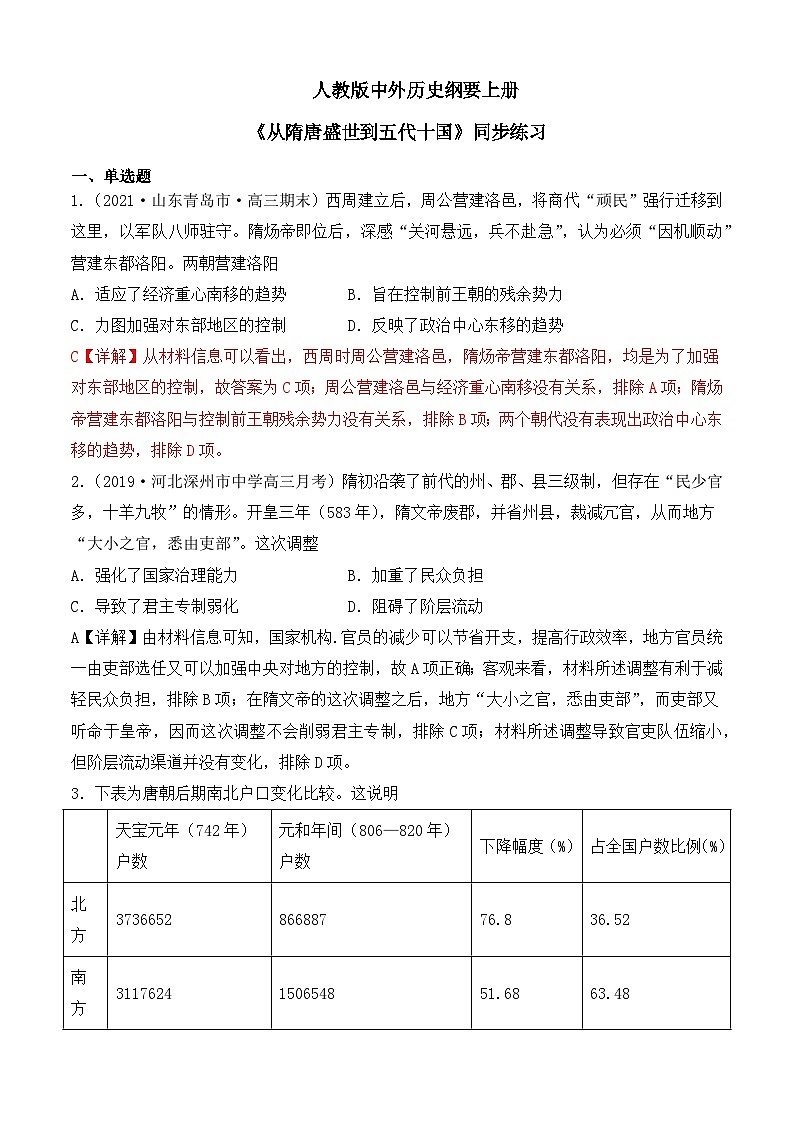 第6课《从隋唐盛世到五代十国》课件+教案+同步练习01