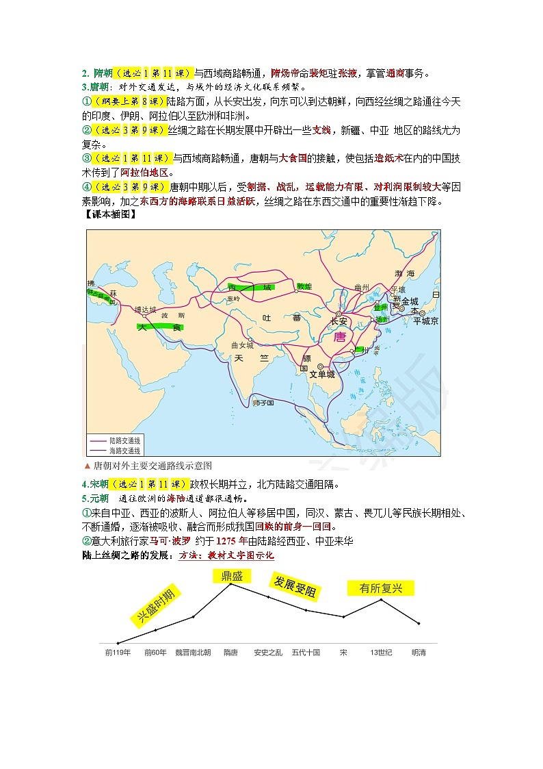 知识整合：陆上丝绸之路--2024届高三统编版（2019）历史一轮复习第3页