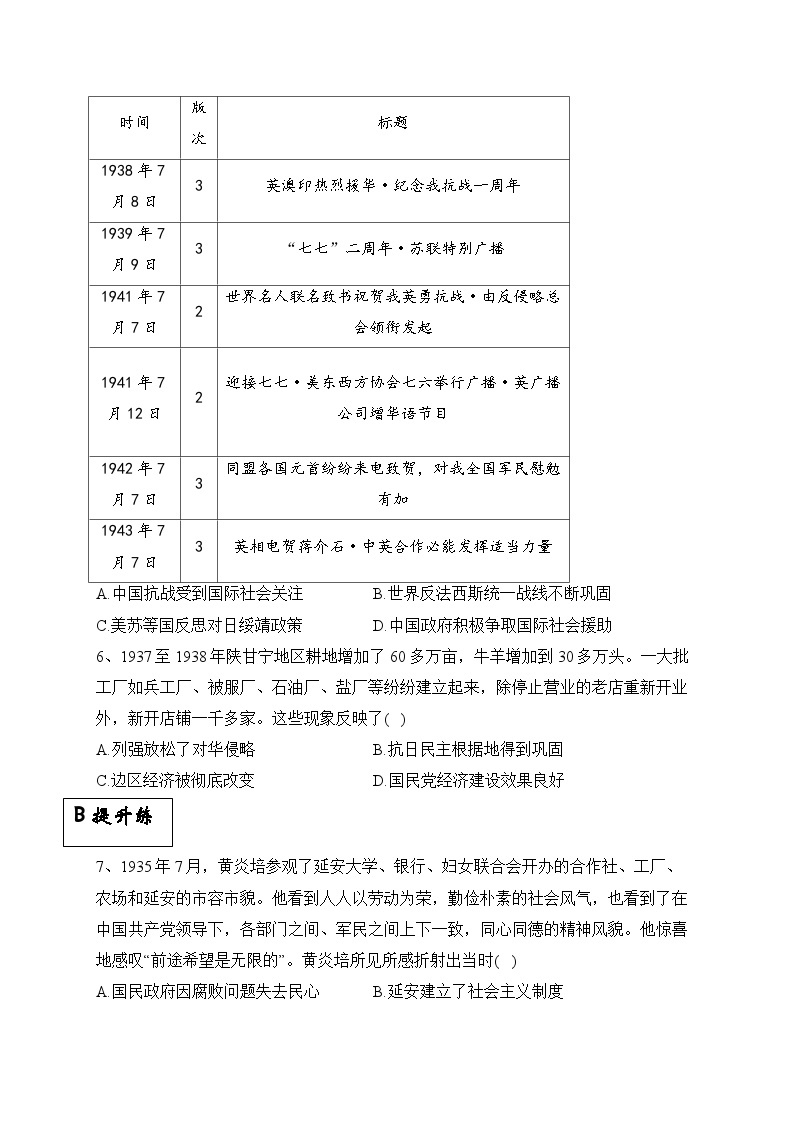 统编版高中历史必修上册第23课 全民族浴血奋战与抗日战争的胜利课件+分层作业02