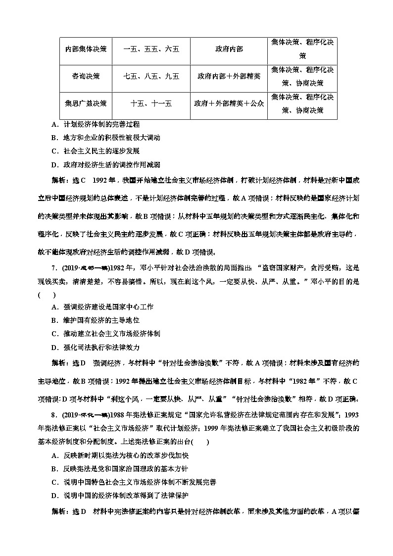 高考历史一轮通史复习课时检测：23现代中国的政治建设与祖国统一_word版含解析03