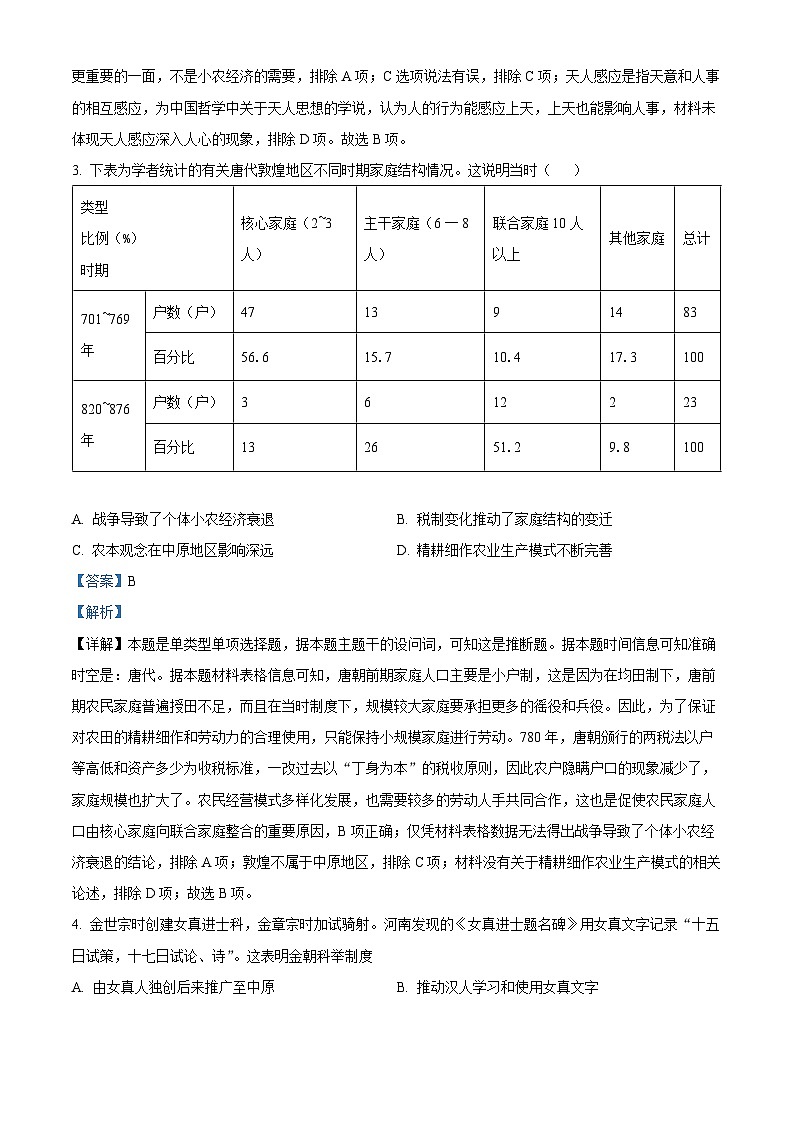 辽宁省大连两洋高级中学高三最后一卷历史试题（解析版）第2页
