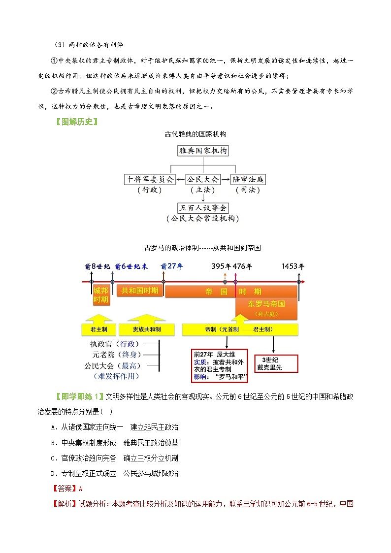 【同步讲义】高中历史统编版-选修第一册：第02课《西方国家古代和近代政治制度的演变》讲义（教师版）第3页