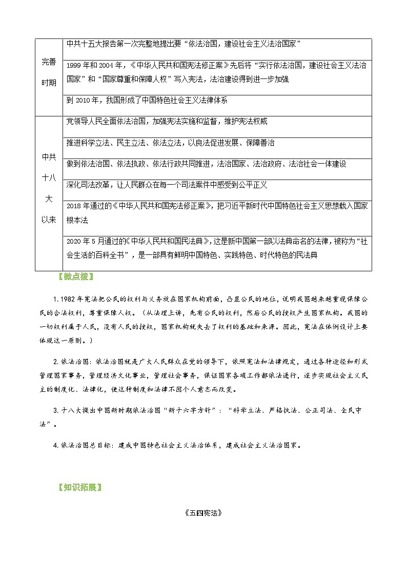 【同步讲义】高中历史统编版-选修第一册：第10课《当代中国的法治与精神文明建设》讲义02