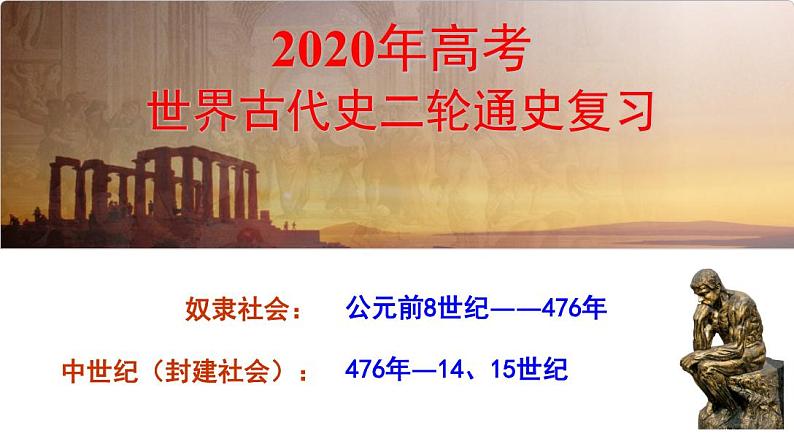 【名师经典课件】专题十一 世界古代史-2020年高考历史二轮通史复习备课第1页