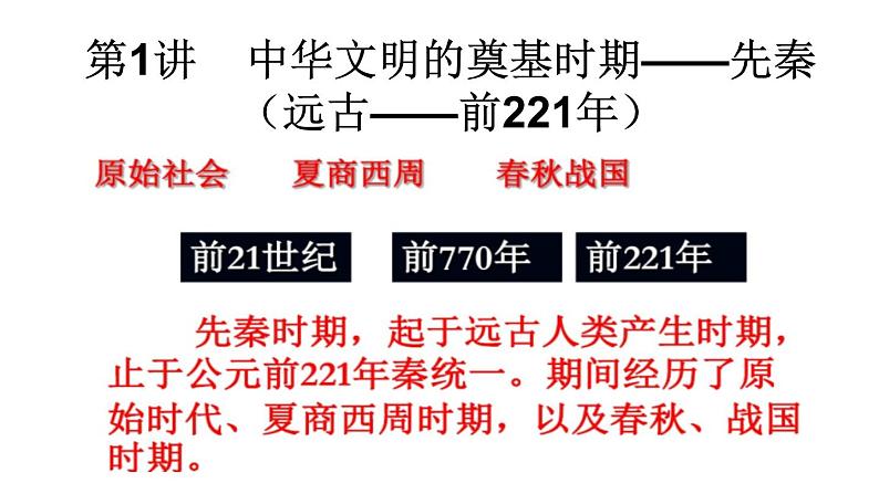 【名师经典课件】专题一  先秦时期-2020年高考历史二轮通史复习备课第1页