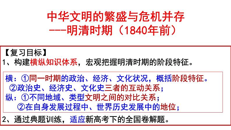 【名师经典课件】专题六 明清时期-2020年高考历史二轮通史复习备课第2页