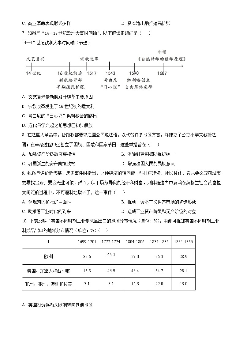 2023六安一中高一下学期期末考试历史试题含解析02