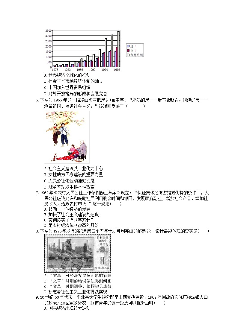 高考历史二轮复习 刷题本：10 中国特色社会主义建设的道路 选择题50题（含答案解析）第2页