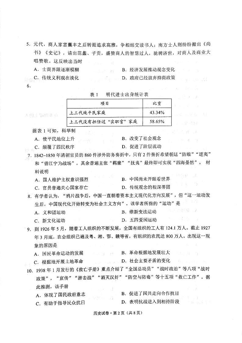 2023昆明高一下学期期末历史试题PDF版含答案02