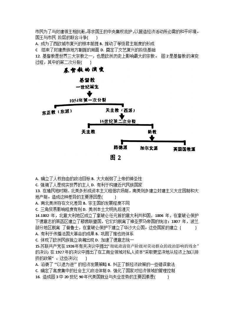安徽省A10联盟2023-2024学年高三上学期8月开学摸底考试历史试题03