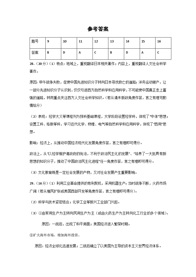 2013年高考真题历史(山东卷)（含解析版）01