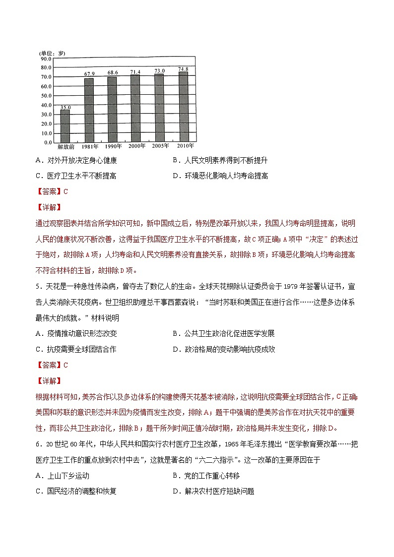 第15课 现代医疗卫生体系与社会生活-【必刷题】2021-2022学年高二历史同步练习（选择性必修2）（解析版）03