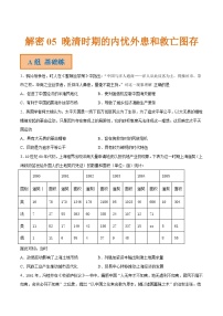 解密05 晚清时期的内忧外患和救亡图存（分层训练）-【高频考点解密】2022年高考历史二轮复习讲义+分层训练（全国通用）（原卷版）