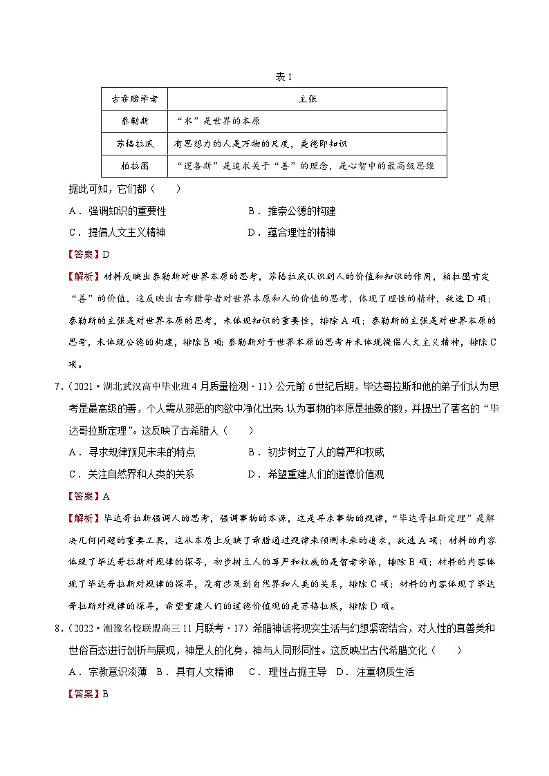 第3讲_西方人文精神的起源和文艺复兴（强化训练）-【高效备考】2022年高考历史一轮复习课件+强化训练（思想史）第3页