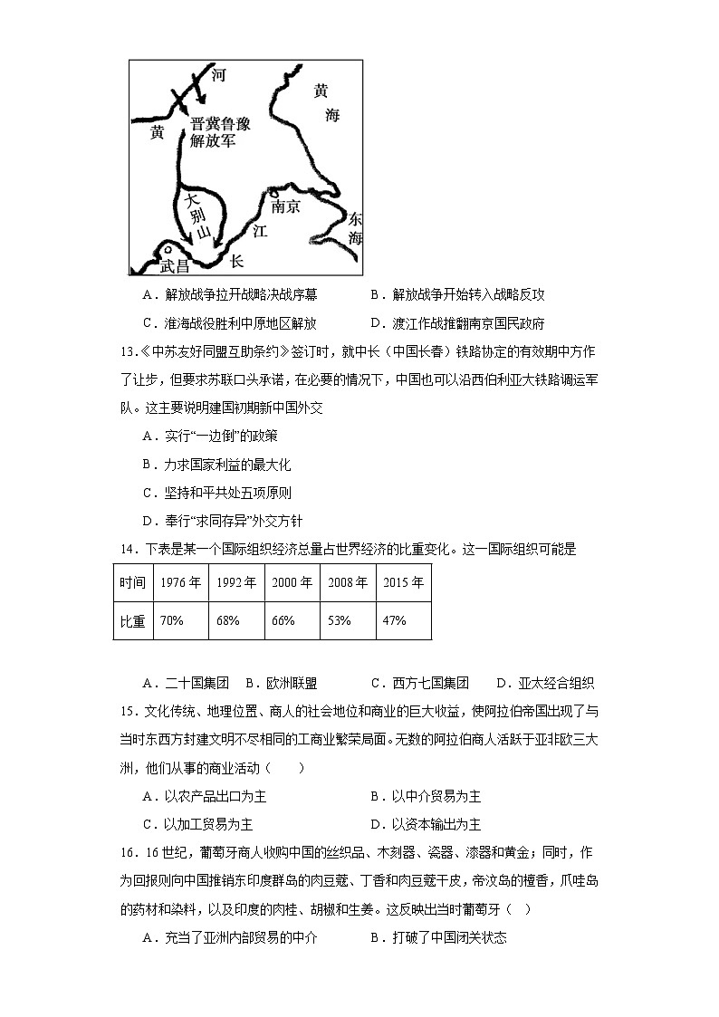 云南省昆明市官渡区第二中学2023-2024学年高三上学期期初考试历史试题03