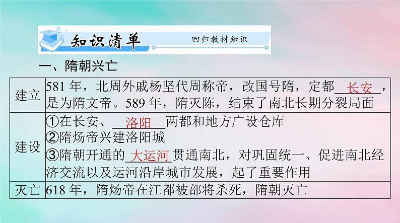 2024届高考历史一轮总复习必修中外历史纲要上第二单元第6课从隋唐盛世到五代十国课件第3页