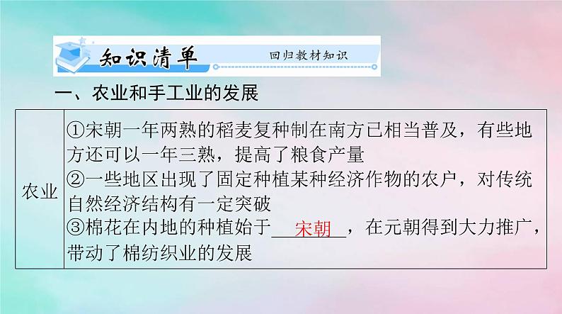 2024届高考历史一轮总复习必修中外历史纲要上第三单元第11课辽宋夏金元的经济与社会课件03