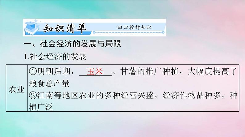 2024届高考历史一轮总复习必修中外历史纲要上第四单元第15课明至清中叶的经济与文化课件03