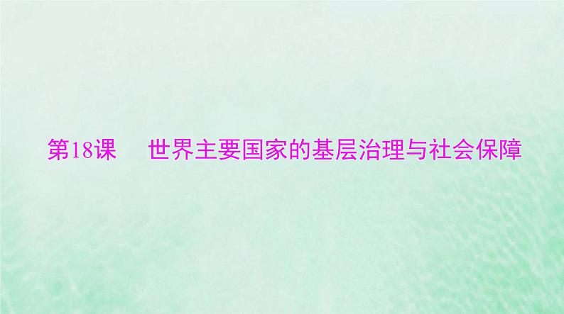 2024届高考历史一轮总复习选择性必修1第六单元第18课世界主要国家的基层治理与社会保障课件01