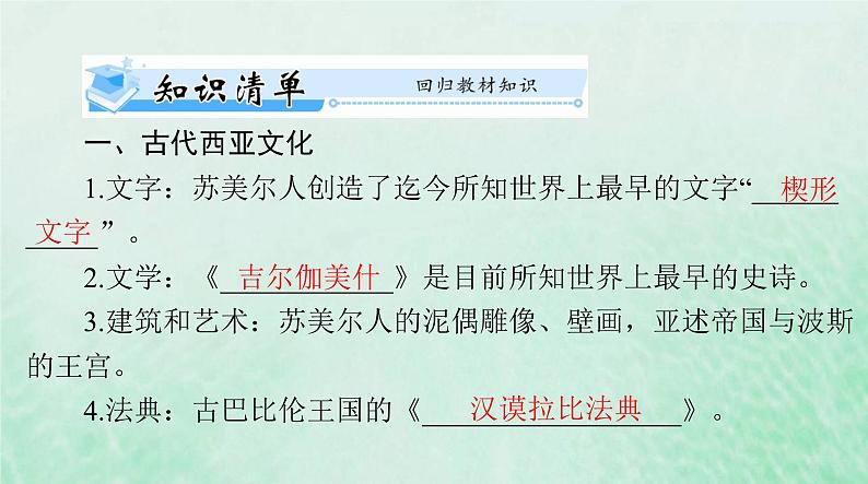 2024届高考历史一轮总复习选择性必修3第二单元第3课古代西亚非洲文化课件第3页