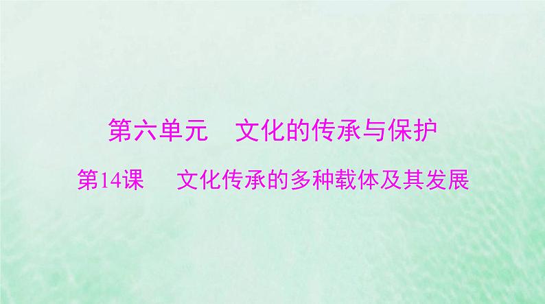 2024届高考历史一轮总复习选择性必修3第六单元第14课文化传承的多种载体及其发展课件第1页