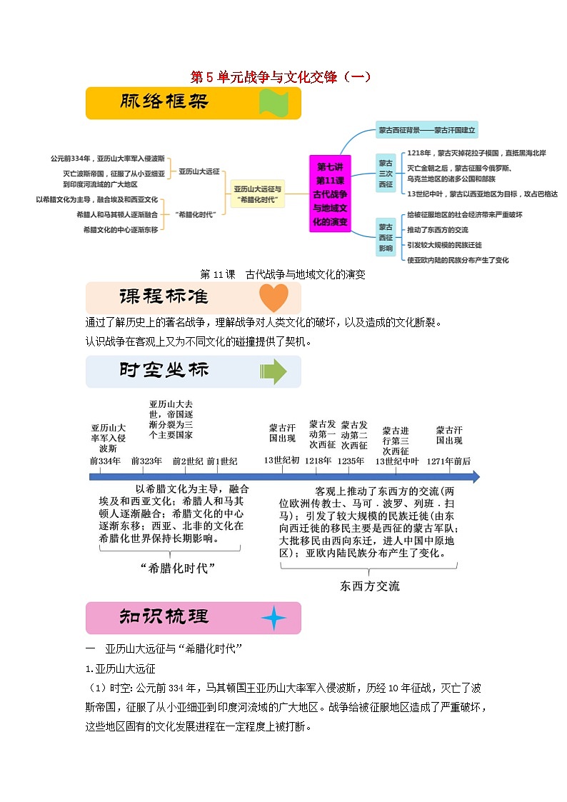 第5单元战争与文化交锋讲义 2023-2024学年高中历史统编版（2019）选择性必修3第1页