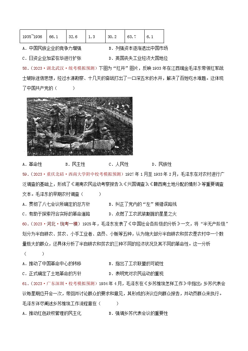 集训04 中国近代史100题（2）- 备战2024年高考历史专项提分集训900题（统编版）（原卷版）第3页