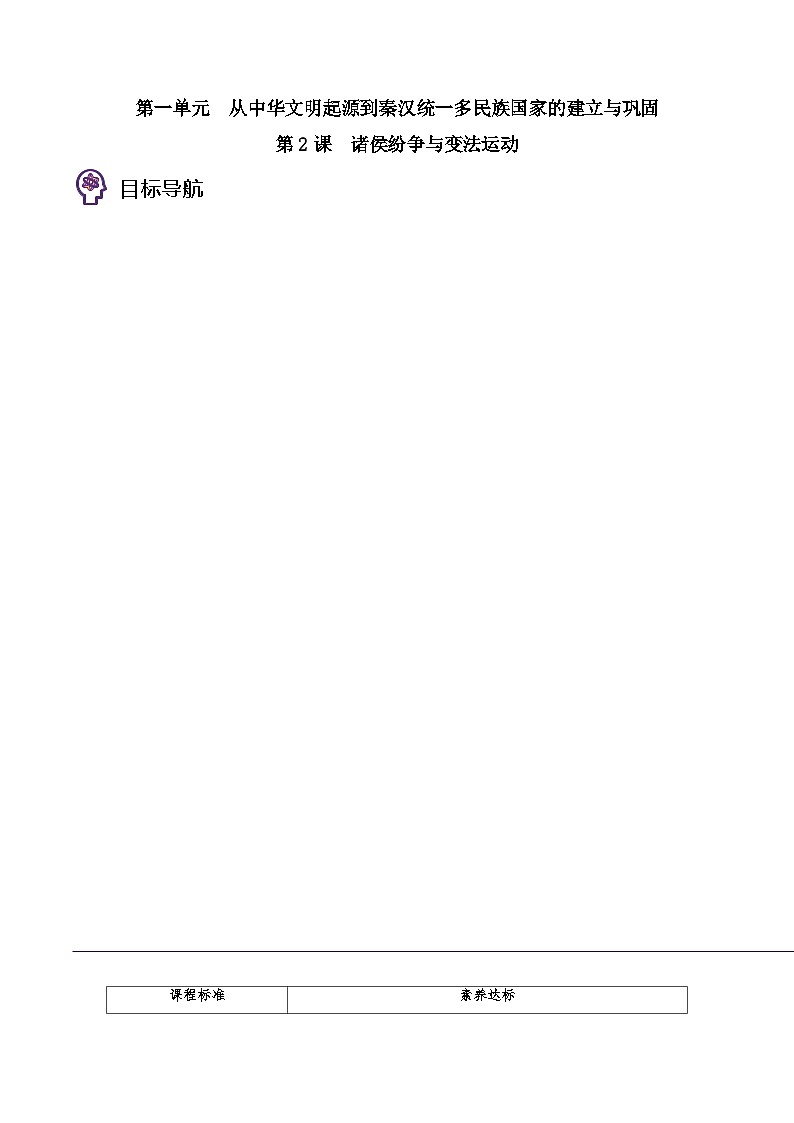 第02课 诸侯纷争与变法运动-2023历史同步精品讲义（人教统编版中外历史纲要上）01