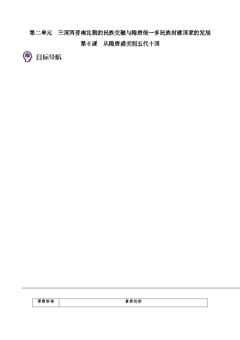 第06课 从隋唐盛世到五代十国-2023历史同步精品讲义（人教统编版中外历史纲要上）01