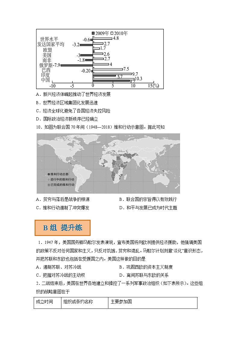 解密12 20世纪下半叶世界的新变化与当代世界的发展（分层训练）-【高频考点解密】2023年高考历史二轮复习讲义+分层训练（统编版通用）（原卷版）03
