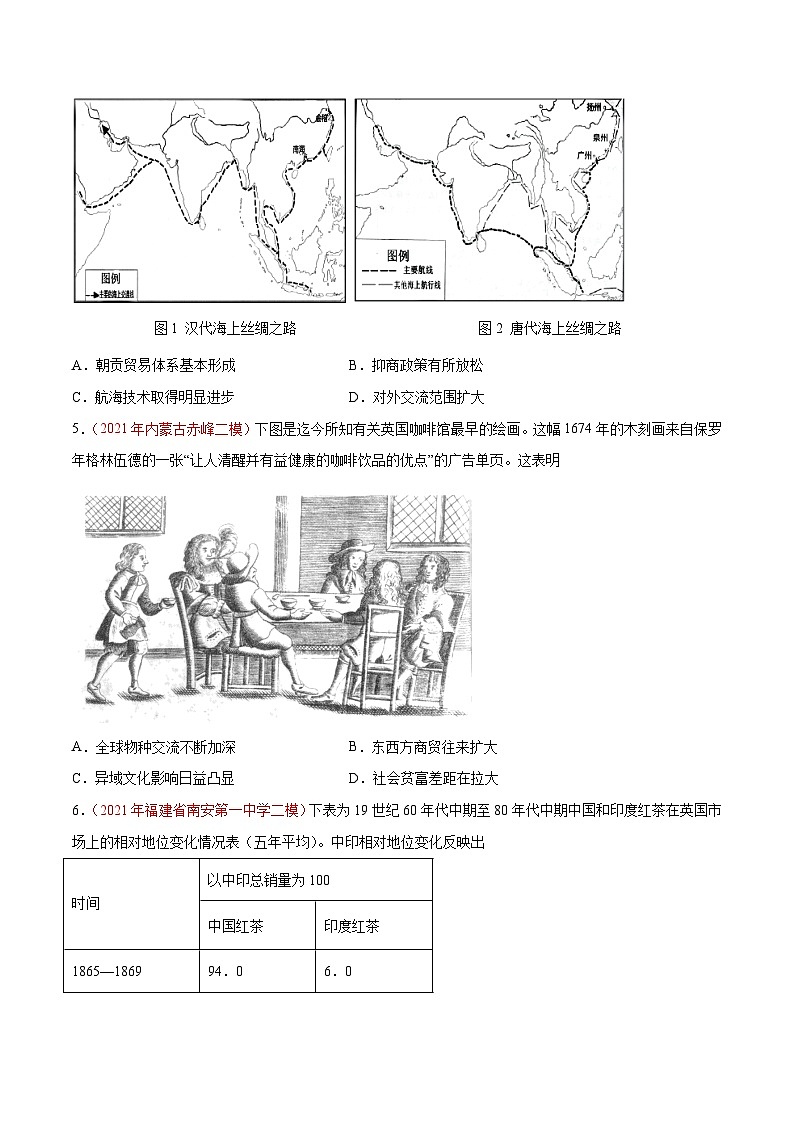 解密15 选择性必修二 经济与社会生活（分层训练）-【高频考点解密】2022年高考历史二轮复习讲义+分层训练（全国通用）（原卷版）第2页
