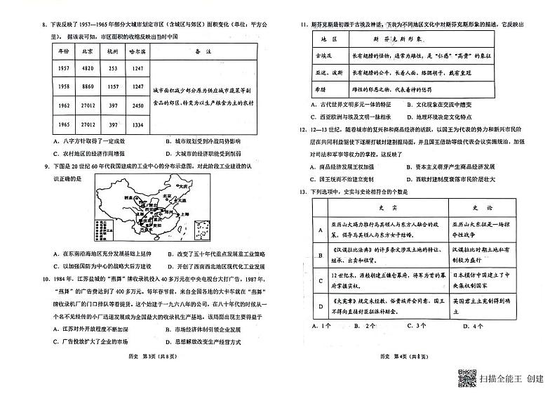 2024鞍山高三上学期第一次质量监测（8月）历史PDF版含答案02