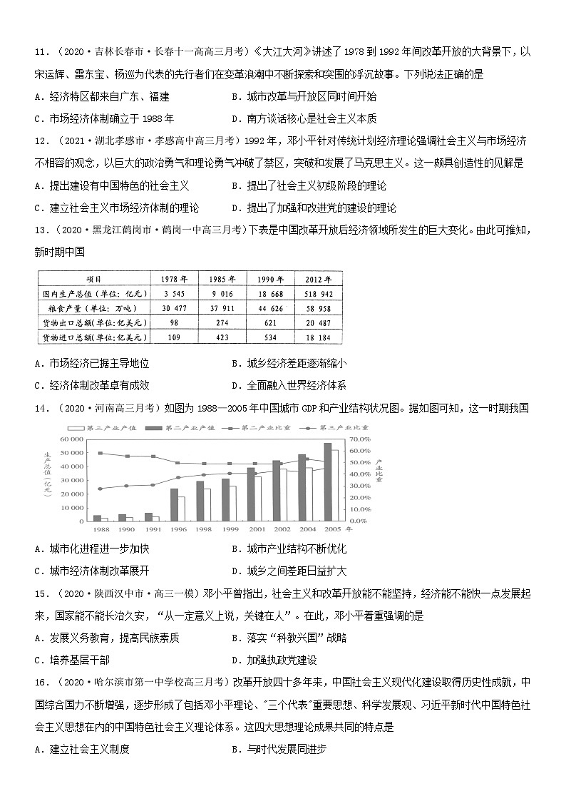 第29课 改革开放以来的巨大成就--2022年新高考历史一轮复习课时刷题练第3页