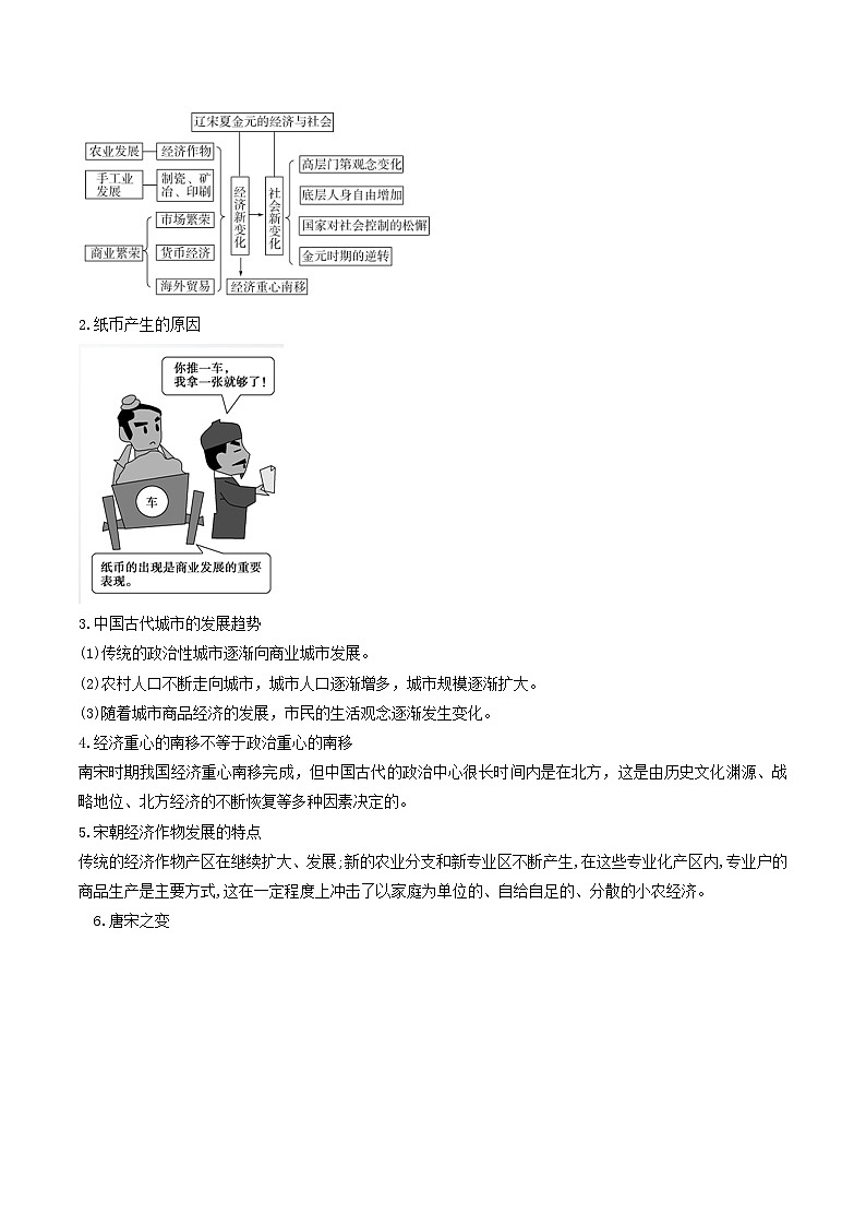 第06讲 辽宋夏金元的经济、社会及文化-2022年新高考历史一轮复习思维导图+真题演练（中外历史纲要上）第2页