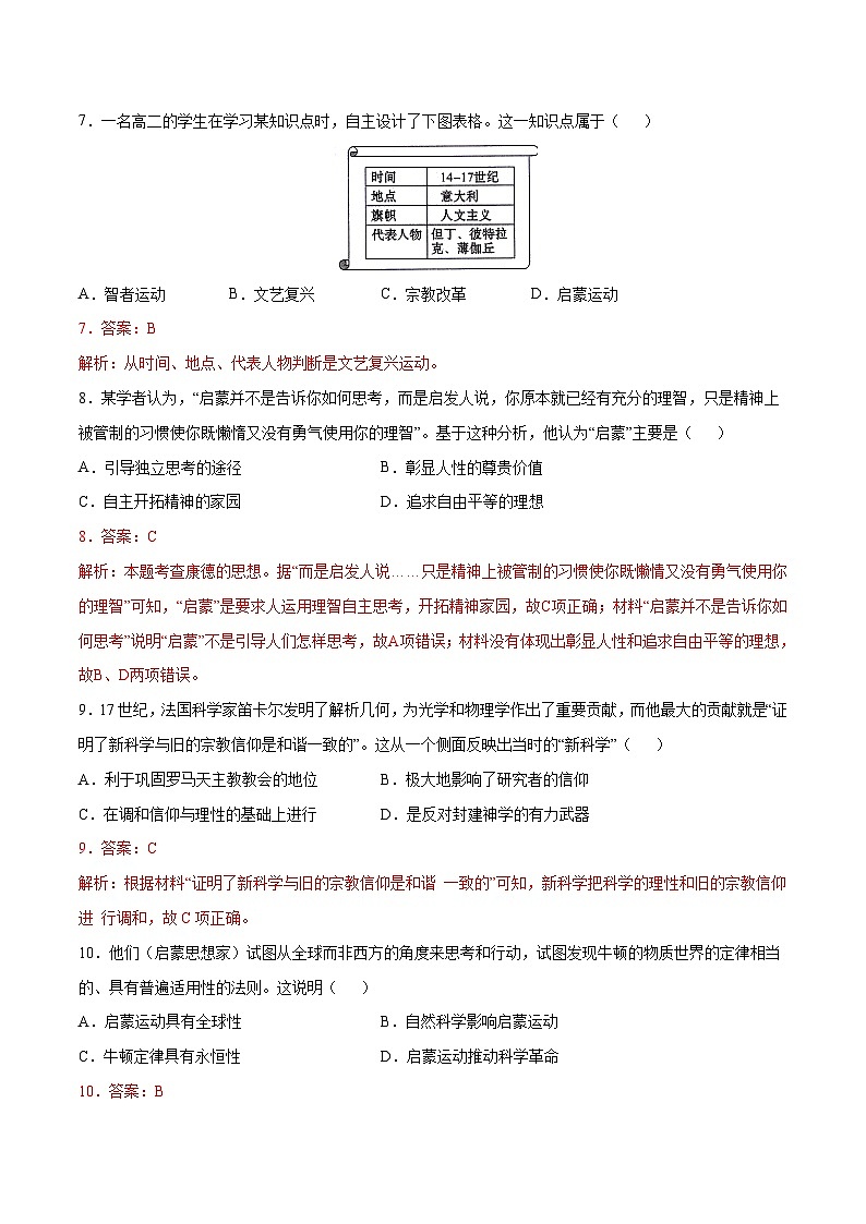 考点14 资本主义制度的确立（解析版）-2022届高三历史一轮复习尖子生培优题典（新教材新高考）第3页