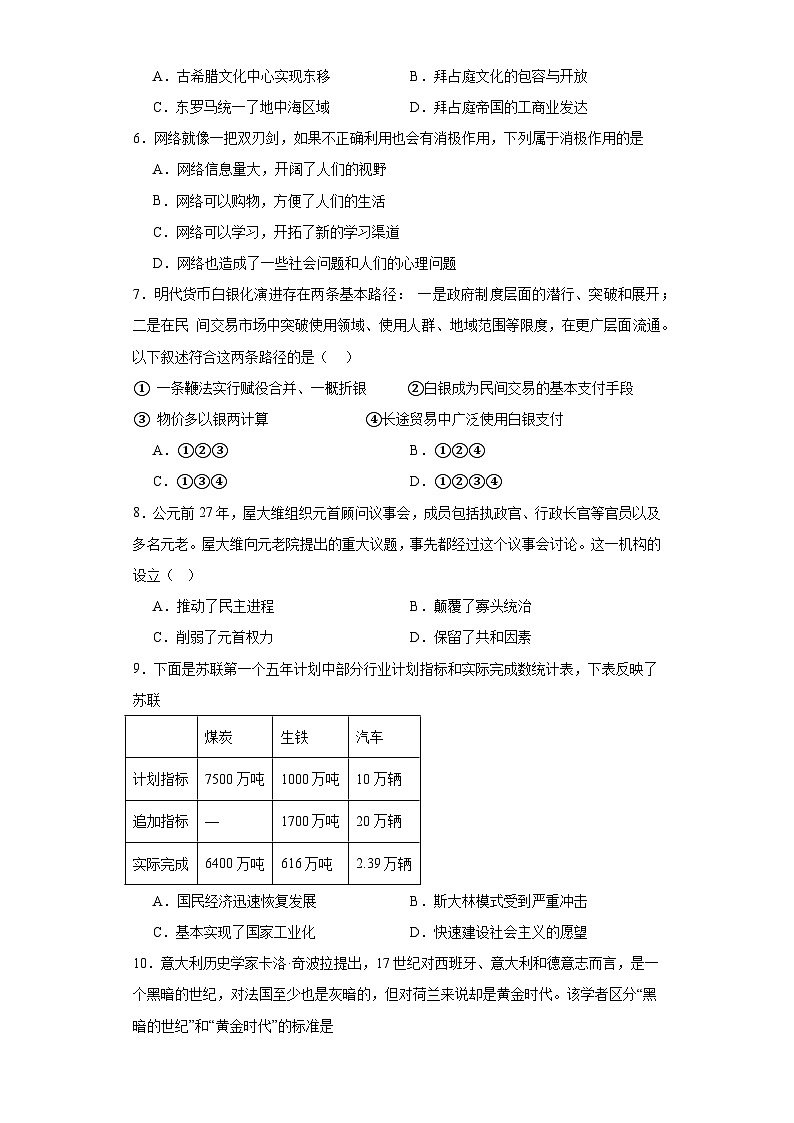 广东省湛江市雷州市第三中学2023届高三6月冲刺考历史试题（含解析）02