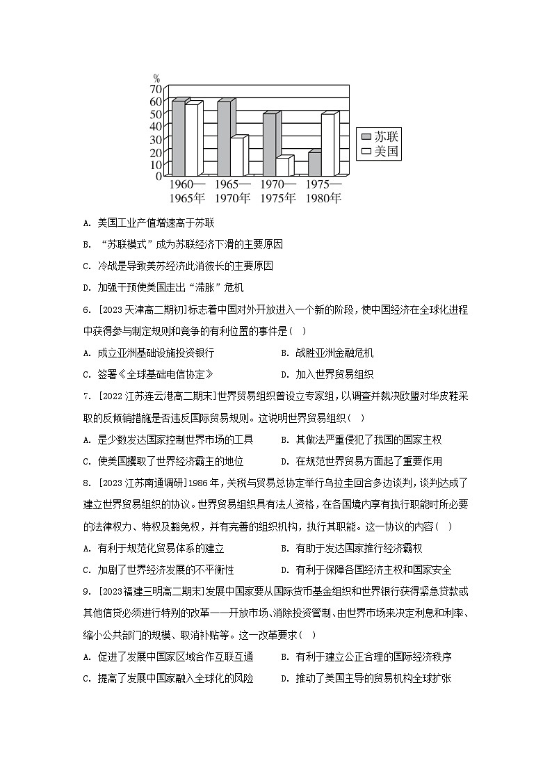 江苏专版2023_2024学年新教材高中历史第三单元商业贸易与日常生活第九课20世纪以来人类的经济与生活分层作业部编版选择性必修202