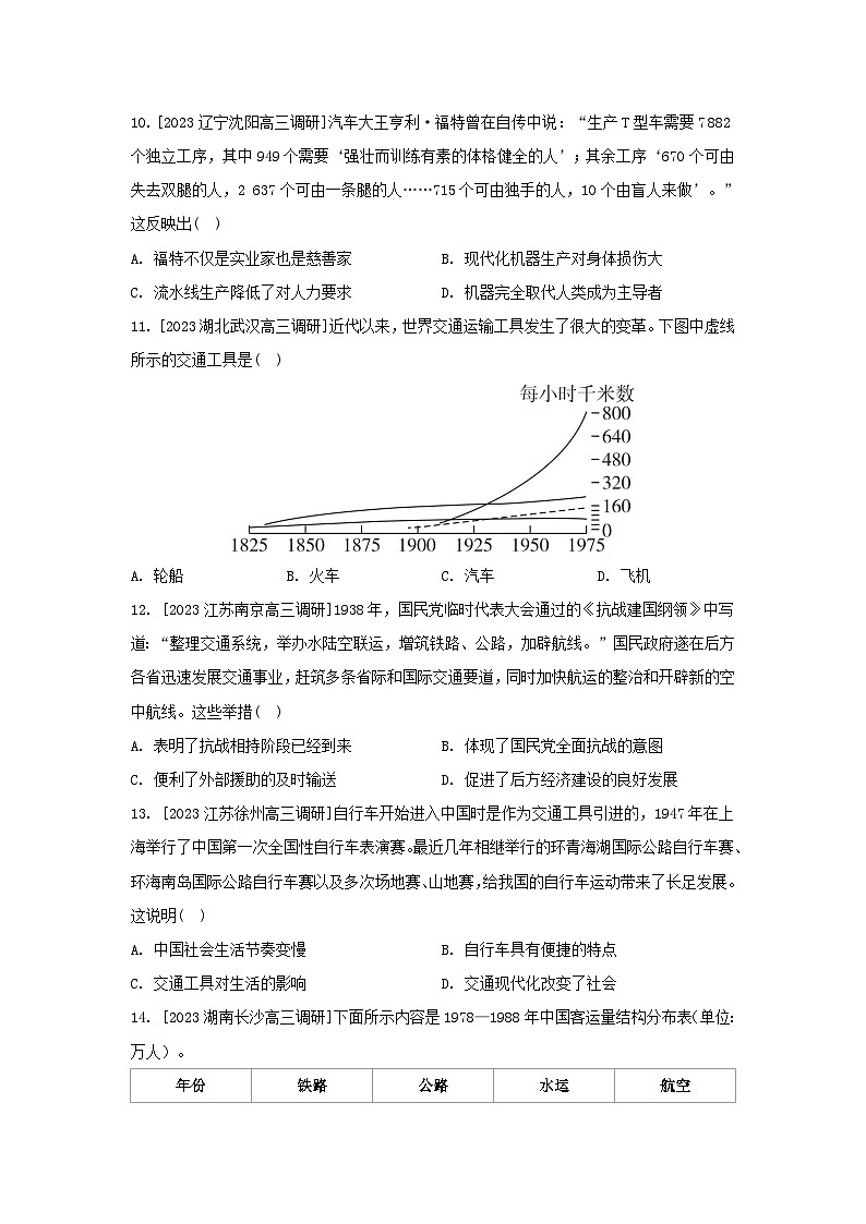江苏专版2023_2024学年新教材高中历史第五单元交通与社会变迁单元测评部编版选择性必修2第3页