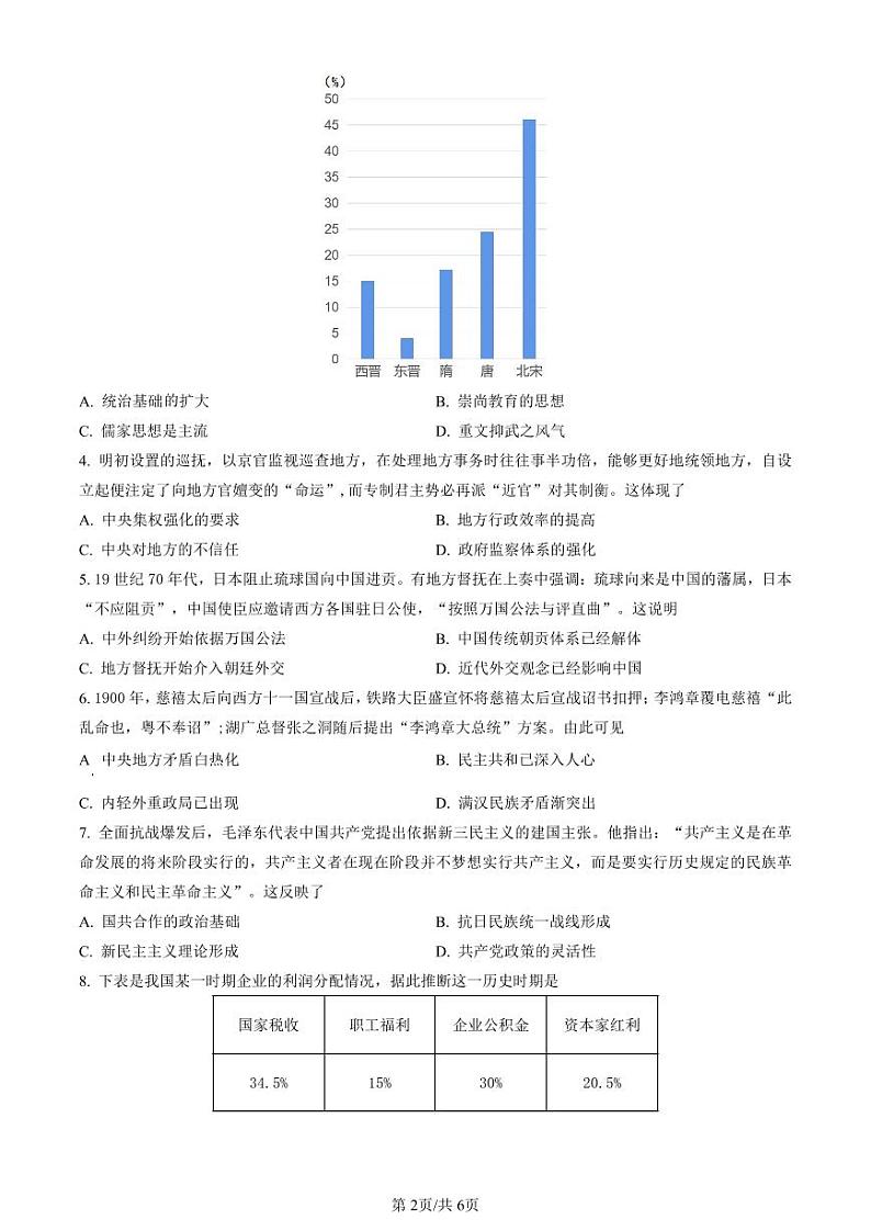 2024济南高三上学期开学摸底考试历史PDF版含答案02
