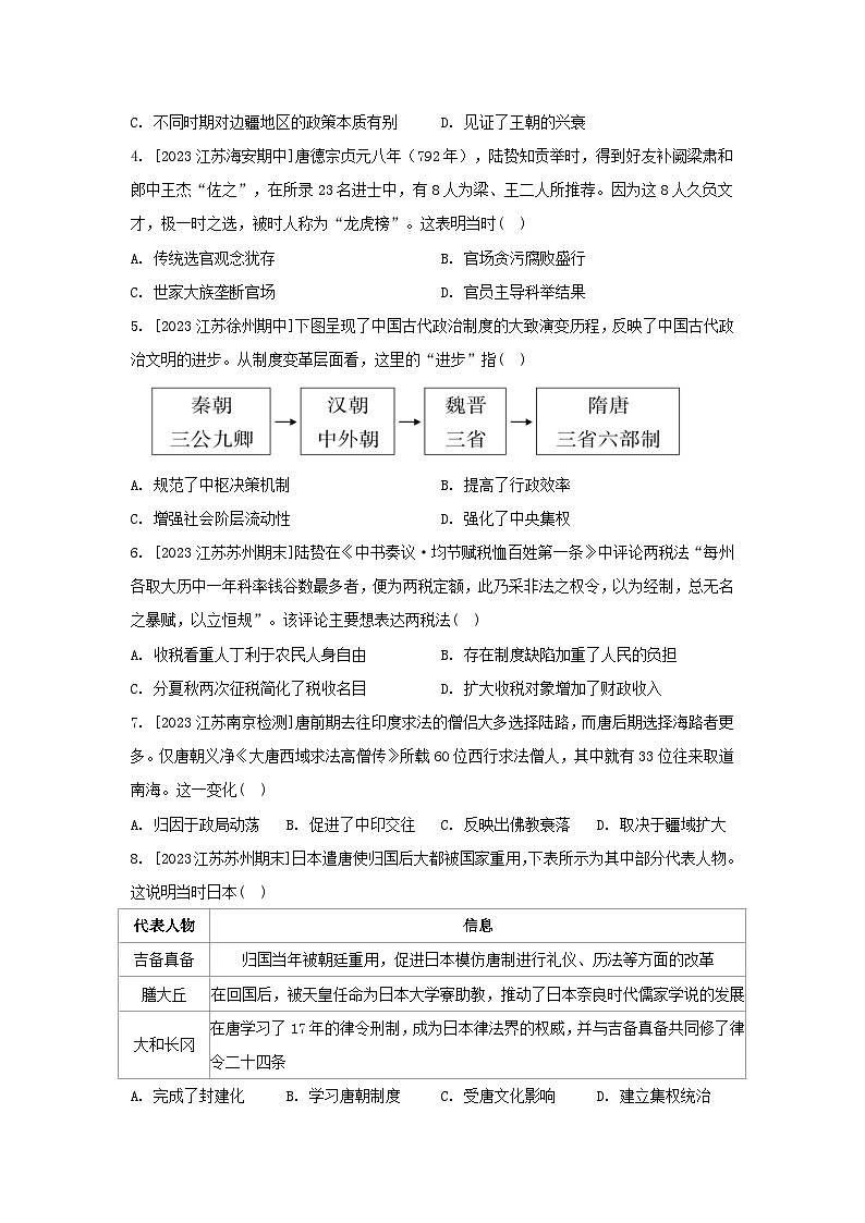 江苏专版2023_2024学年新教材高中历史部编版必修中外历史纲要上分层作业（52份）02
