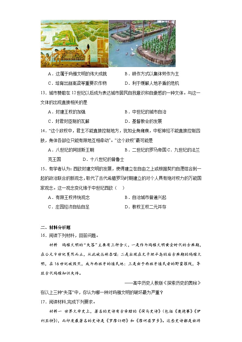 第二单元 中古时期的世界 同步练习---2022—2023学年高中历史统编版2019必修中外历史纲要下册（含答案解析）第3页