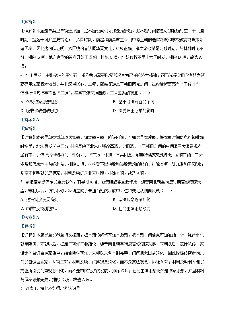 湖北省荆州市沙市中学2023-2024学年高二历史上学期9月月考试题（Word版附解析）02